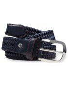 Ceinture en Cuir bimatière bleue