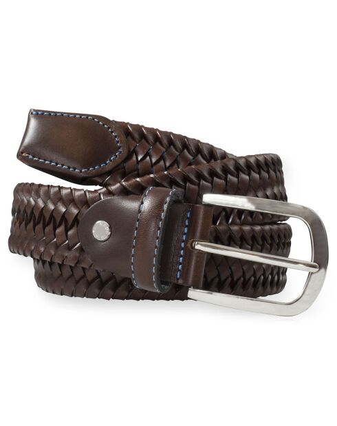 Ceinture en Cuir bimatière marron