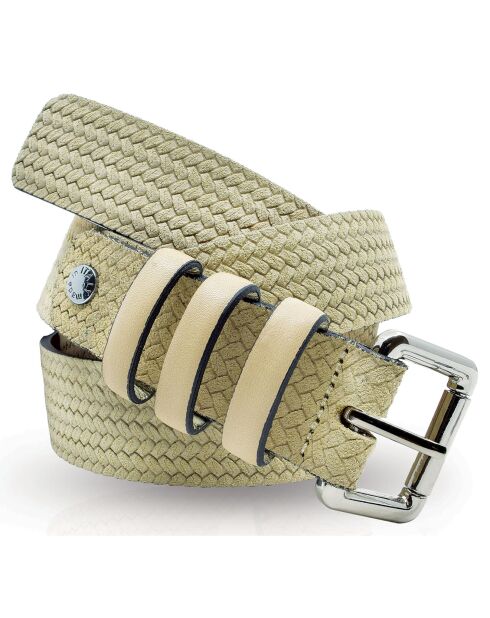 Ceinture en Cuir & Croute de Cuir beige