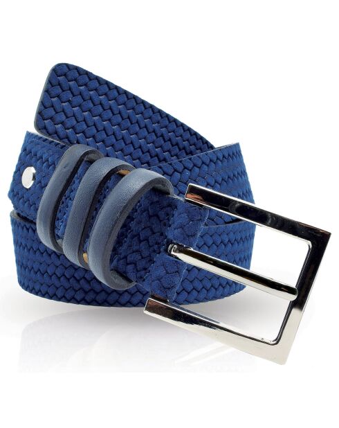 Ceinture en Cuir & Croute de Cuir bleue