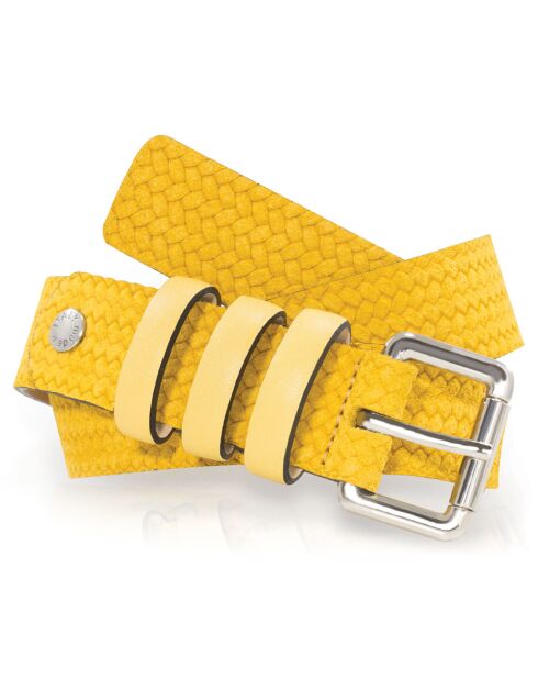 Ceinture en Cuir & Croute de Cuir moutarde