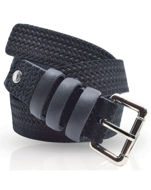 Ceinture en Cuir & Croute de Cuir noire