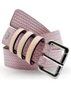 Ceinture en Cuir & Croute de Cuir rose