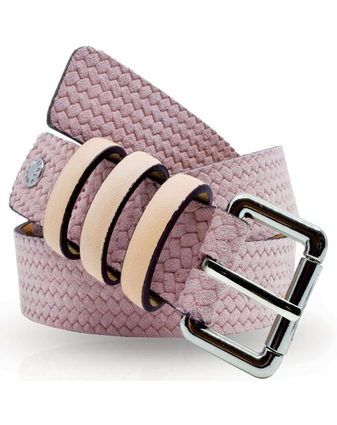 Ceinture en Cuir & Croute de Cuir rose