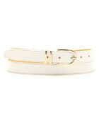 Ceinture en Cuir & Croute de Cuir blanche