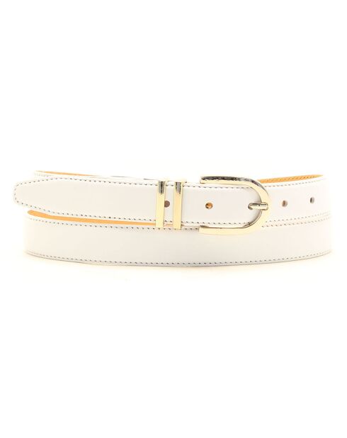 Ceinture en Cuir & Croute de Cuir blanche