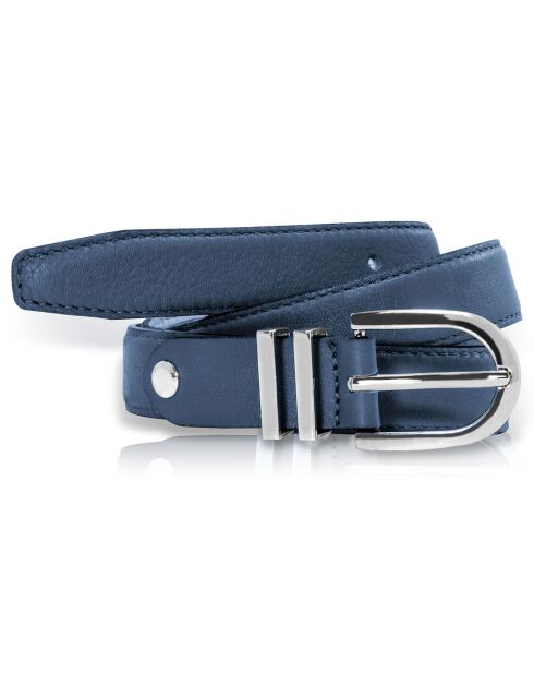 Ceinture en Cuir & Croute de Cuir bleue
