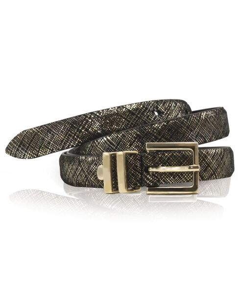 Ceinture en Cuir & Croute de Cuir noire