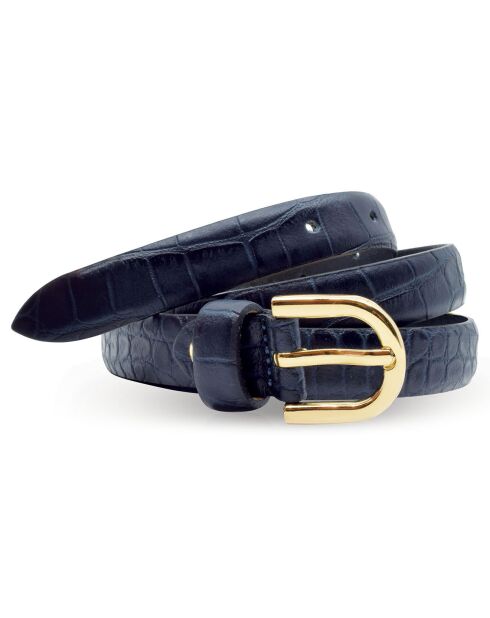 Ceinture en Cuir & Croute de Cuir bleue