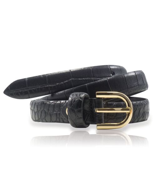 Ceinture en Cuir & Croute de Cuir noire