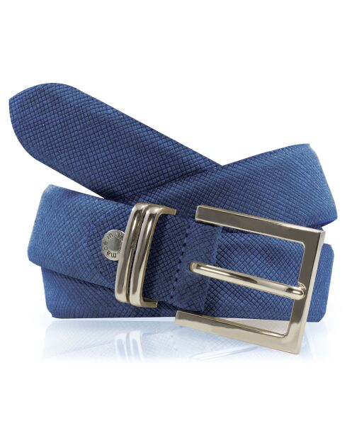 Ceinture en Cuir & Croute de Cuir bleu jean