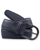 Ceinture en Cuir & Croute de Cuir bleue