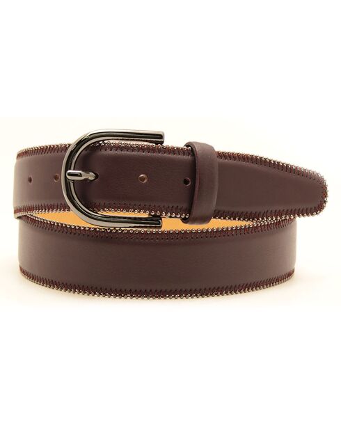 Ceinture en Cuir & Croute de Cuir bordeaux
