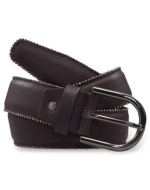 Ceinture en Cuir & Croute de Cuir marron