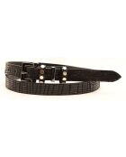 Ceinture en Cuir & Croute de Cuir noire