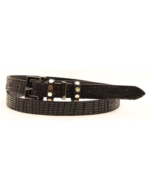 Ceinture en Cuir & Croute de Cuir noire