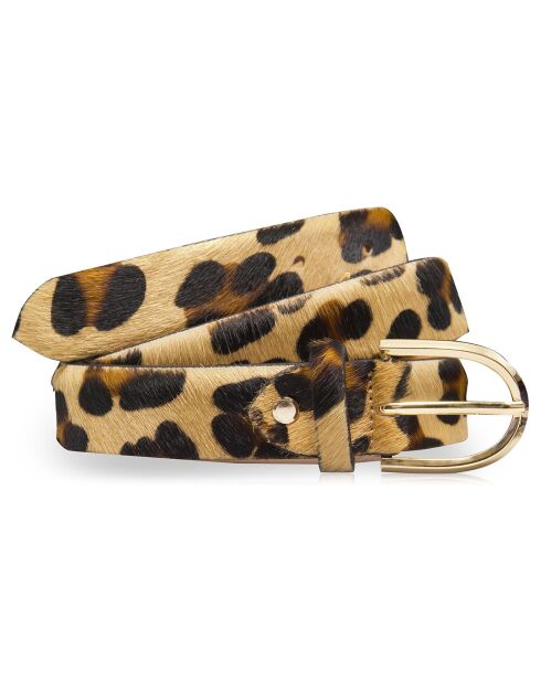 Ceinture en Cuir pleine fleur léopard