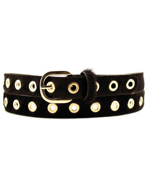 Ceinture en Cuir pleine fleur noire