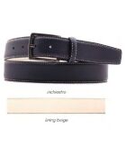 Ceinture en Cuir & Croute de Cuir indigo/beige