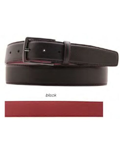 Ceinture en Cuir & Croute de Cuir noir/bordeaux