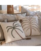 Coussin Palm beige/vert - 50x50 cm