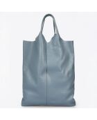 Bolso Evelyn de piel azul cielo oscuro - 37x3x40 cm