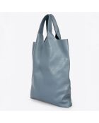 Bolso Evelyn de piel azul cielo oscuro - 37x3x40 cm