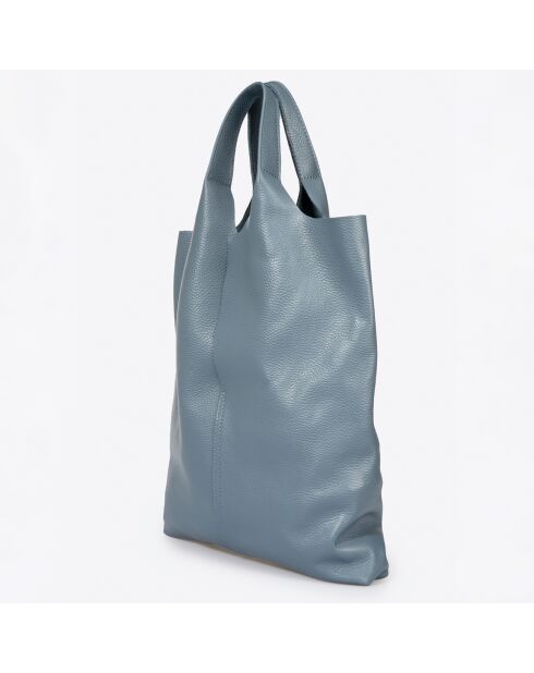 Tragetasche Evelyn aus dunkelblauem Leder - 37x3x40 cm
