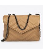 Ava taupe gewatteerde leren schoudertas - 22x9x17 cm