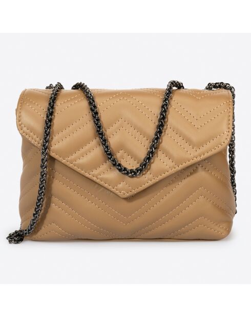 Ava taupe gewatteerde leren schoudertas - 22x9x17 cm