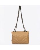 Ava taupe gewatteerde leren schoudertas - 22x9x17 cm