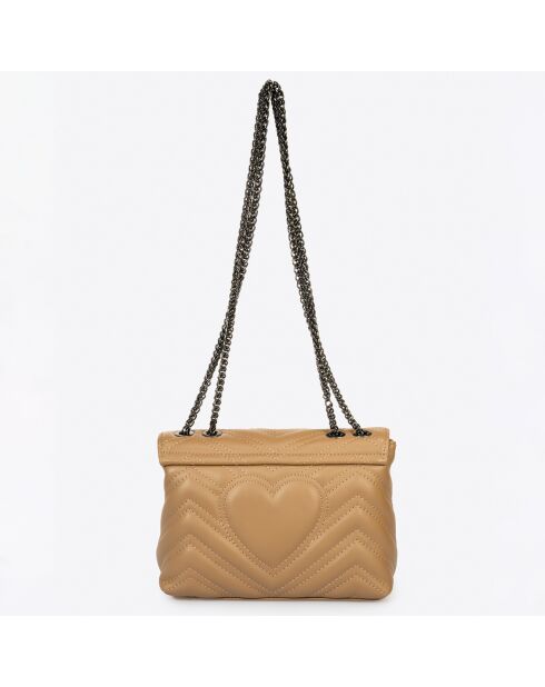 Ava taupe gewatteerde leren schoudertas - 22x9x17 cm