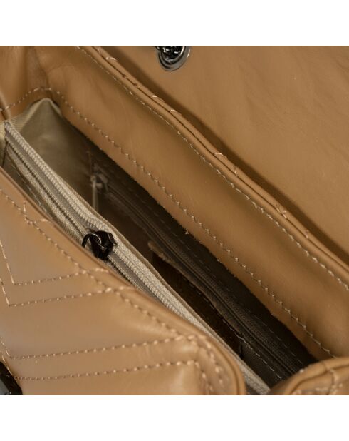 Ava taupe gewatteerde leren schoudertas - 22x9x17 cm