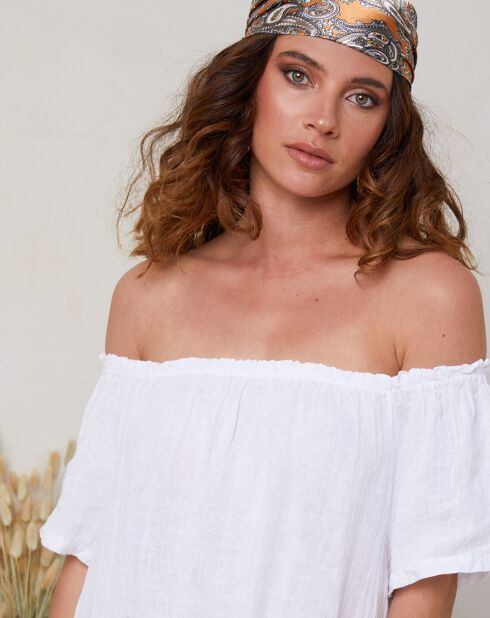 Robe 100% Lin Bélinda blanche