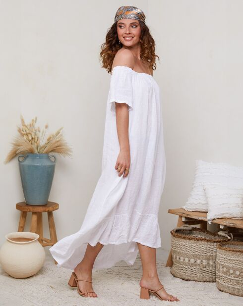 Robe 100% Lin Bélinda blanche