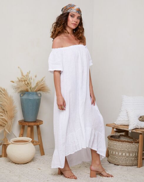 Robe 100% Lin Bélinda blanche