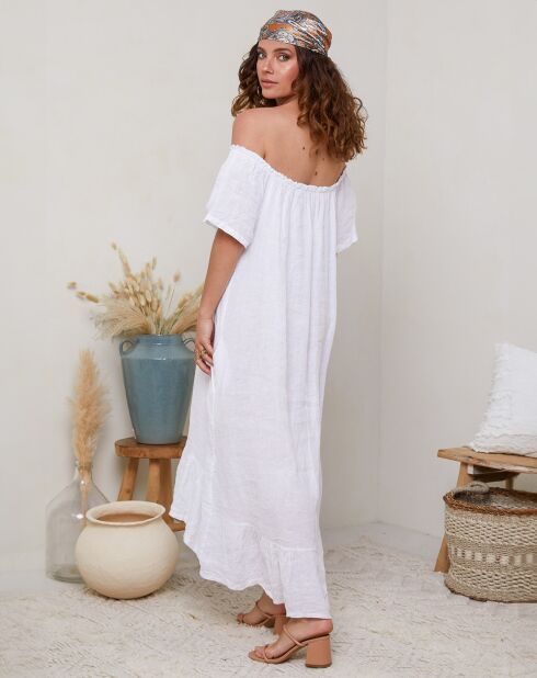 Robe 100% Lin Bélinda blanche