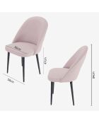 2 Chaises en velours & métal Nina rose pâle - 50x46x84 cm