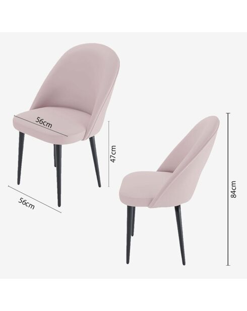 2 Chaises en velours & métal Nina rose pâle - 50x46x84 cm