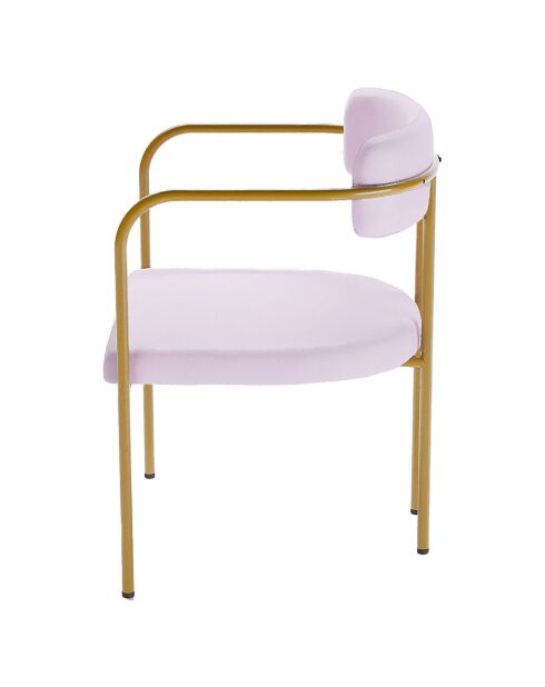 Chaise de salle à manger velours Barbara rose pâle - 54x54x75 cm