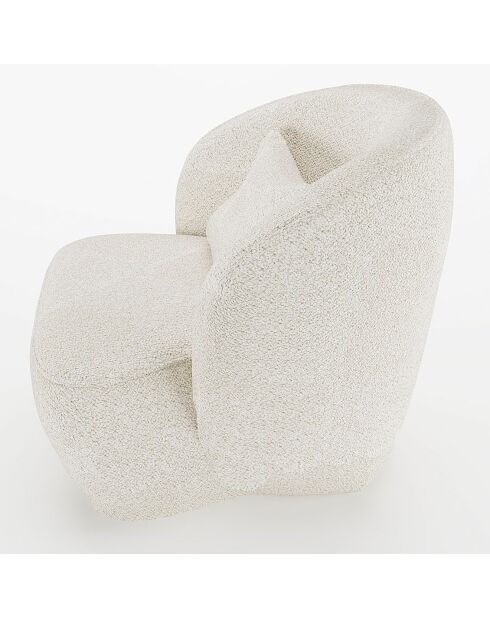 Fauteuil design bouclé Pablo blanc - 78x81x74 cm