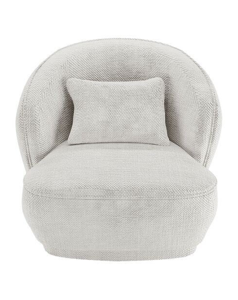 Fauteuil design tissu chenille Pablo blanc - 78x81x74 cm