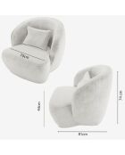 Fauteuil design tissu chenille Pablo blanc - 78x81x74 cm