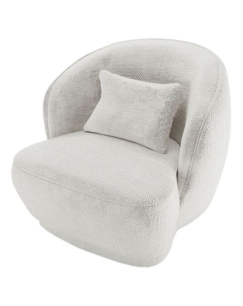 Fauteuil design tissu chenille Pablo blanc - 78x81x74 cm