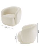 Fauteuil design demi-tonneau en velours Victoria crème - 93x87x78 cm