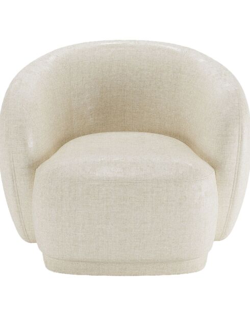 Fauteuil design demi-tonneau en velours Victoria crème - 93x87x78 cm