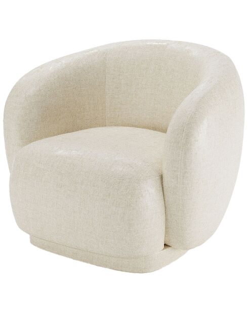 Fauteuil design demi-tonneau en velours Victoria crème - 93x87x78 cm