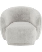 Fauteuil design demi-tonneau tissu chenille Victoria blanc - 93x87x78 cm