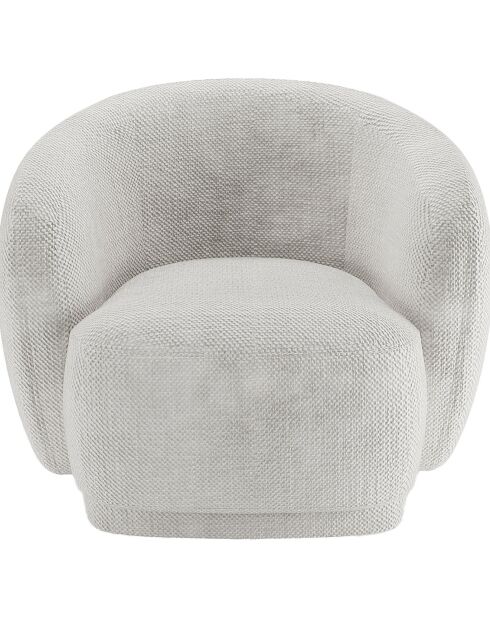 Fauteuil design demi-tonneau tissu chenille Victoria blanc - 93x87x78 cm