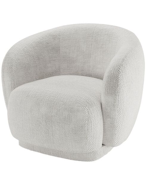 Fauteuil design demi-tonneau tissu chenille Victoria blanc - 93x87x78 cm